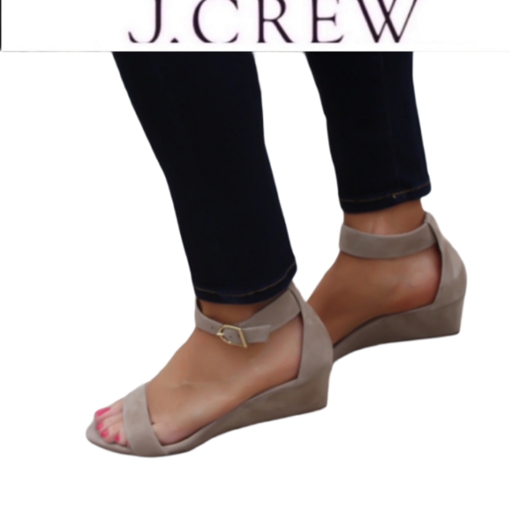 J crew suede ankle strap open toe sandals 6.5
